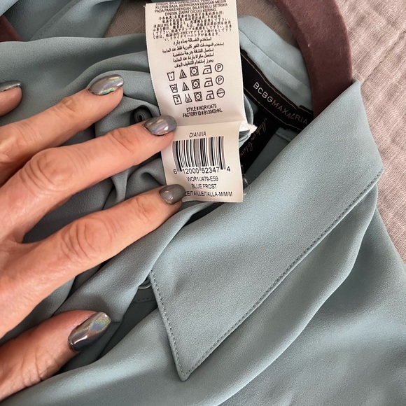 BCBG MaxAzria Blue Frost Blouse M - Picture 6 of 8